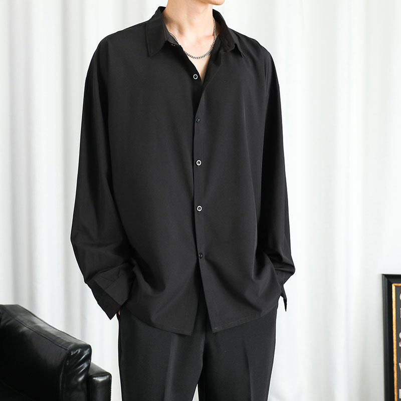 衬衫男春夏新款港风宽松冰丝坠感长袖衬衣CY008-P30图片