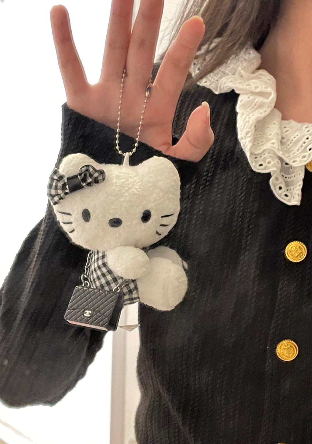 日本中古正版大小姐hellokitty小香风毛绒公仔挂件钥匙扣包包挂链