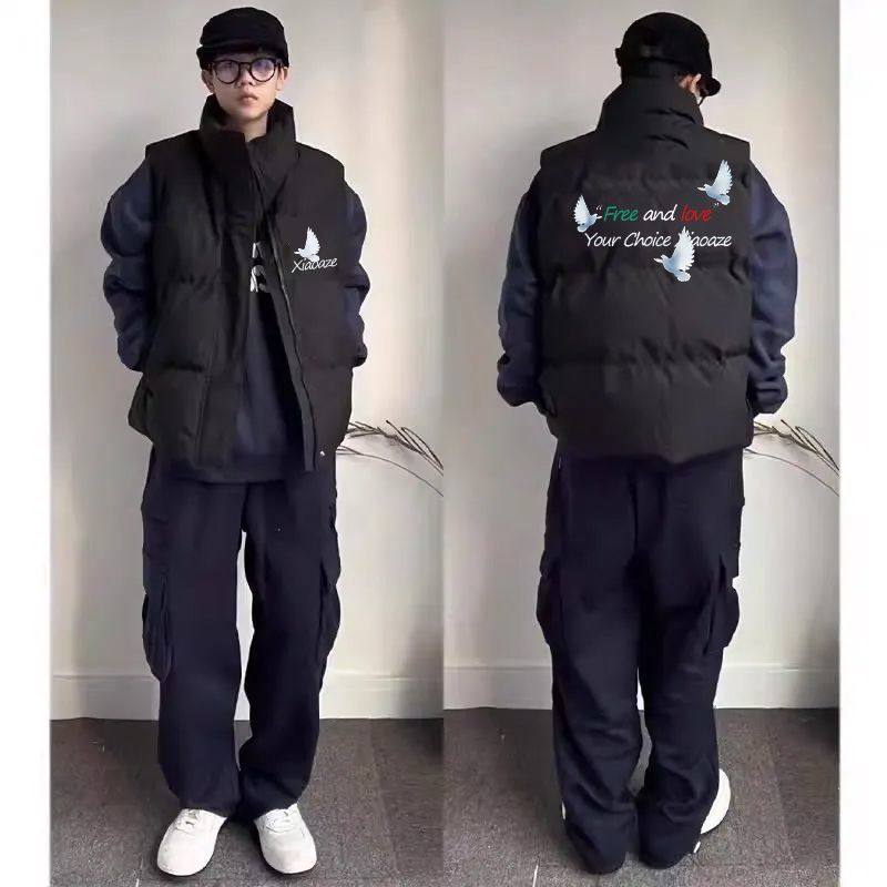 秋冬情侣保暖马甲棉服休闲叠穿外套立领坎肩加厚男女潮流印花背心,男装,常规马甲,淘宝优惠券,粉丝福利购,淘宝优惠卷