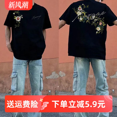 高克数纯棉印花短袖t恤男女潮牌夏季新款小众设计感宽松情侣上衣