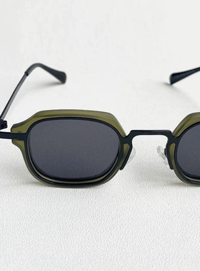 日系复古小方框偏光太阳镜男款眼镜街拍朋克磨砂哑光潮流墨镜男