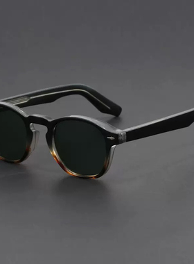 2025新款复古简约高级感太阳镜男女圆框插针墨镜眼镜框茶色镜片