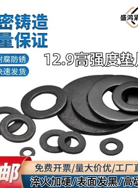 黑色12.9级高强度平垫片加厚加大黑色平垫金属垫圈圆形平垫圈2-64