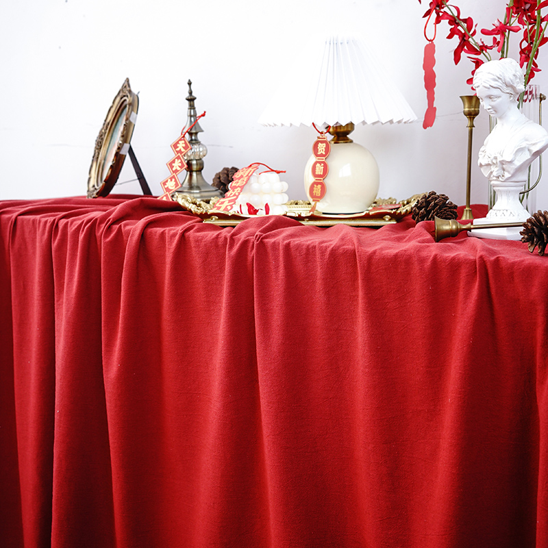 中国红全棉喜庆桌布装饰布