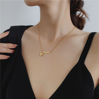 加长胖MM笑脸字母锁骨链女大码