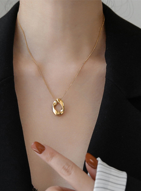 韩版简约钛钢锁链女几何椭圆形