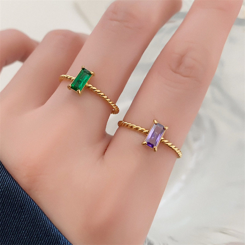 大码戒指女胖MM多色欧美麻花彩色方钻戒时尚个性胖人粗手食指指环