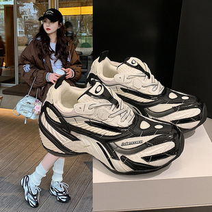 订书机二代情侣款老爹鞋2026新款春季运动鞋厚底增高舒适休闲单鞋