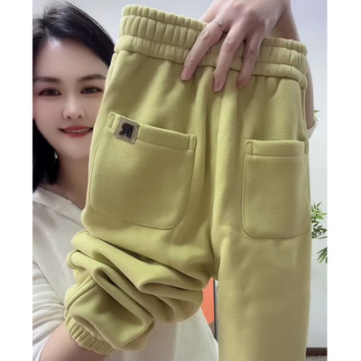 小个子加绒加厚卫裤女冬季新款