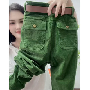 宽松条绒卫裤 灯芯绒加厚直筒哈伦裤 高腰显瘦休闲裤 新款 女2025秋季