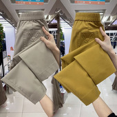 女2025夏季 薄款 新款 显瘦运动裤 宽松小脚直筒哈伦裤 纯棉九分休闲裤