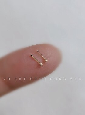 免耳塞超短简约圆珠925纯银耳钉