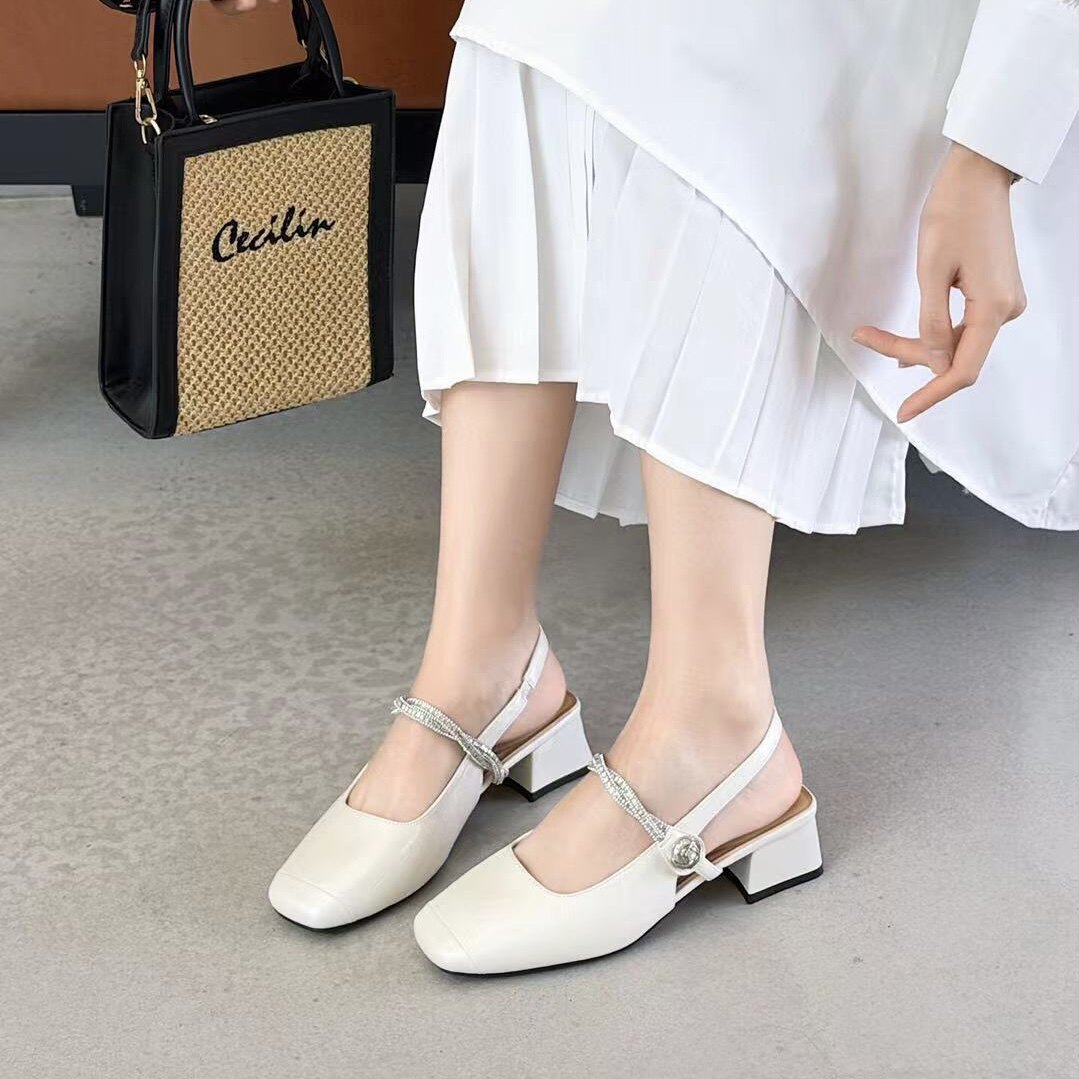 配裙子包头凉鞋女款夏季2026新款高跟不累脚中空玛丽珍鞋55-36