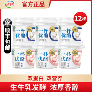 伊利畅轻一杯优酪酸奶100g*12杯双蛋白原味白桃风味生牛乳发酵乳