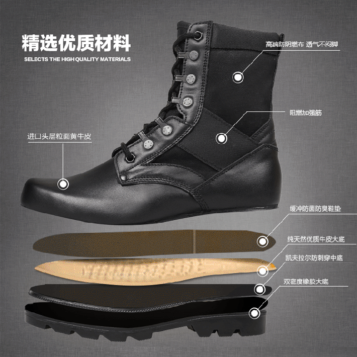 Bottes militaires en cuir - choc - Ref 1396963 Image 3