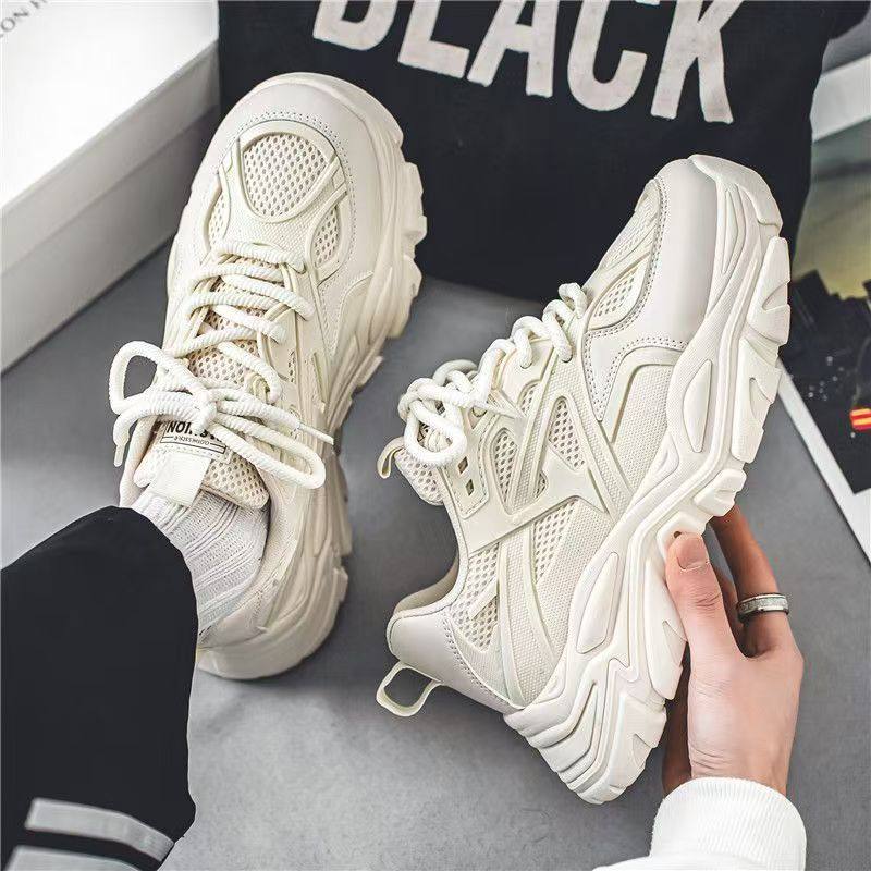 男鞋2026新款冬季透气网面休闲厚底防滑百搭小白增高运动老爹潮鞋,流行男鞋,老爹鞋,淘宝优惠券,粉丝福利购,淘宝优惠卷