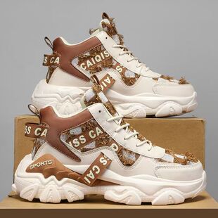 高帮男鞋冬季新款户外运动耐磨内增高厚底青少年休闲百搭老爹潮鞋