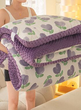 冬季新款水洗棉豆豆绒豆豆被被子被芯成人儿童被加绒加厚秋冬保暖