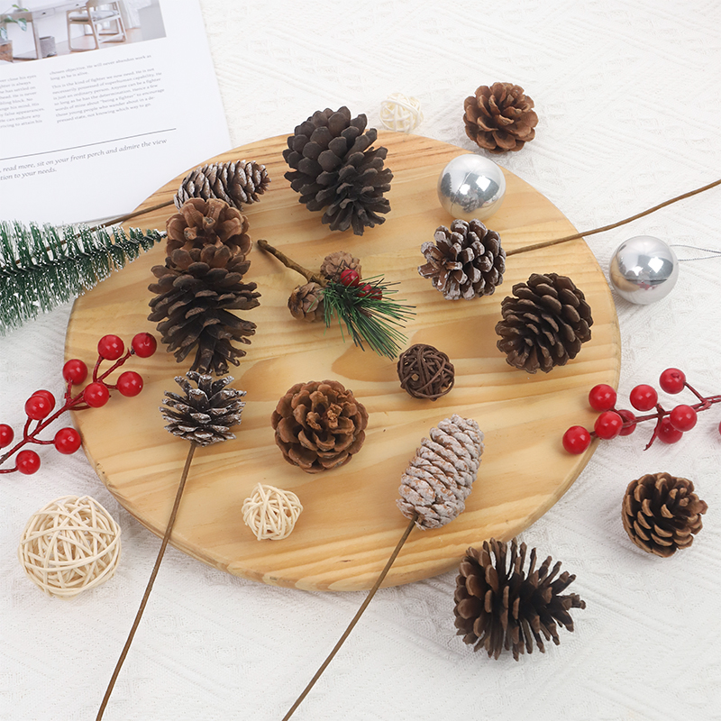 松果装饰圣诞花束diy材料包天然干花摄影道具布置棉花花艺花环