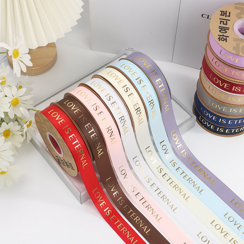 英文字母烫金螺纹丝带礼品印字鲜花包装缎带装饰包装diy彩带2.5cm,鲜花速递/花卉仿真/绿植园艺,花艺材料,淘宝优惠券,粉丝福利购,淘宝优惠卷