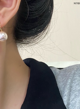 欧比雅比高跟鞋珍珠耳饰轻奢耳环