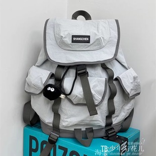 户外运动轻便百搭双肩包男女款束口包徒步登山包大学生上课书包女