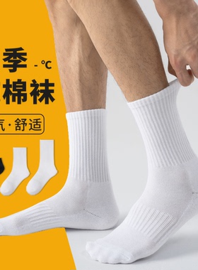 【送3双同款】秋冬袜子男厚款灰色中筒袜纯棉长筒袜白色短袜女
