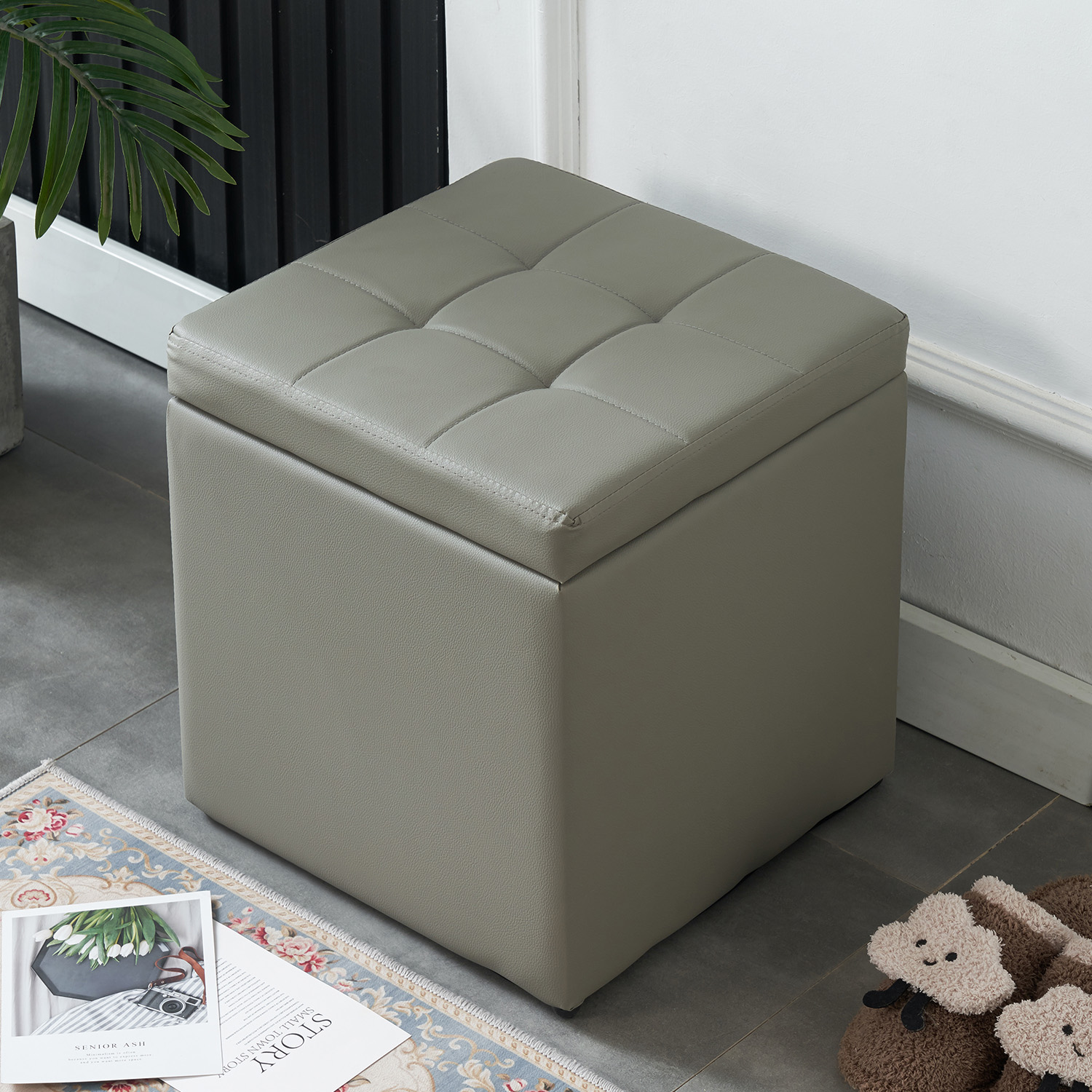 服装店长方形沙发换鞋凳床尾多功能储物收纳凳更衣室试衣间凳子皮