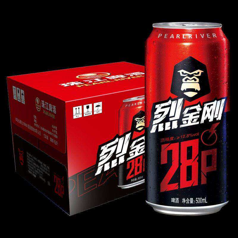 珠江烈金刚啤酒500mL*12高浓度原酿啤酒纯发酵酒精度≥12.8%爆款