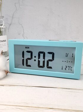 简约lcd闹钟学生床头感光