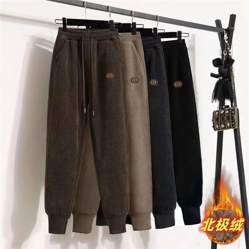 清仓捡漏～松紧腰束脚运动裤高腰显瘦秋冬季加绒加厚休闲女士裤子