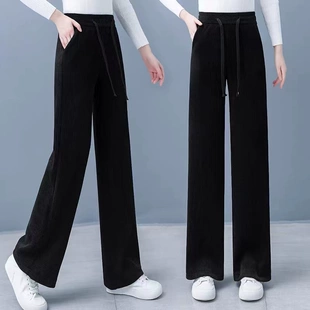 潮冬季 清仓捡漏～加绒雪尼尔休闲裤 子女春秋加厚灯芯绒直筒阔腿裤