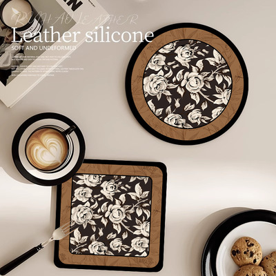 法式中古风餐桌垫小块吸水茶杯垫轻奢高级感隔热复古咖啡垫多