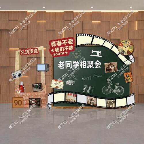 复古怀旧风毕业同学会背景板