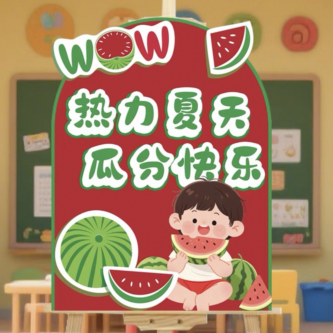 幼儿园西瓜主题丢沙包游戏场景