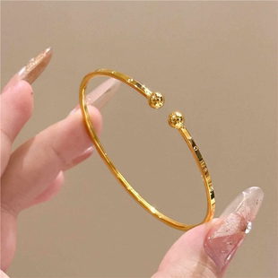 极细光圈活口手环简约设计黄金色手镯女饰品小众光面素圈百搭手饰