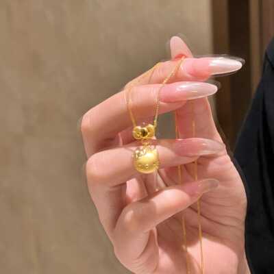 可爱蝴蝶结KT猫新款镀金吊坠