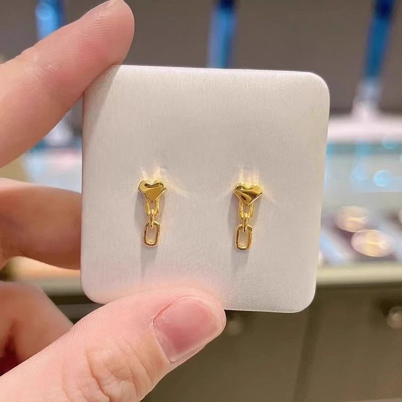 简约风18k金色迷你爱心流苏耳钉复古百搭设计感精致环环相扣耳饰,饰品/流行首饰/时尚饰品新,耳钉,淘宝优惠券,粉丝福利购,淘宝优惠卷