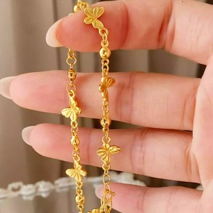 2025年新款七仙蝴蝶手链女沙金仿真黄金高颜值学生党ins小众设计