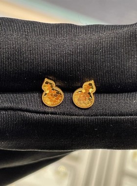 925纯银葫芦耳钉5G黄金爆闪鱼鳞福禄耳环女款小众轻奢18k金色耳饰