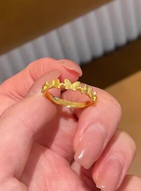 新款仿真黄金色蝴蝶戒指