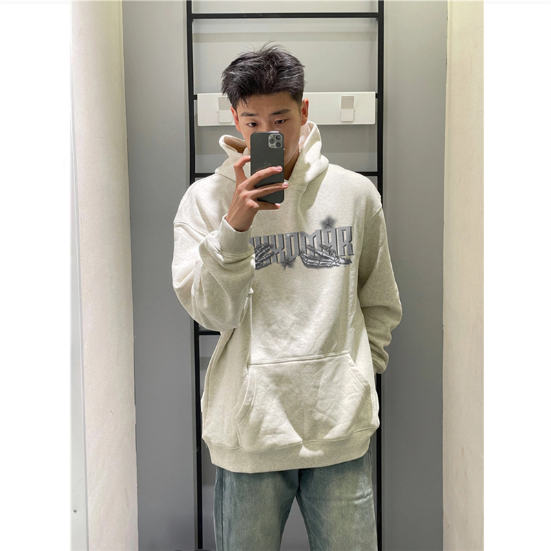 纯棉高街美式复古连帽卫衣男宽松