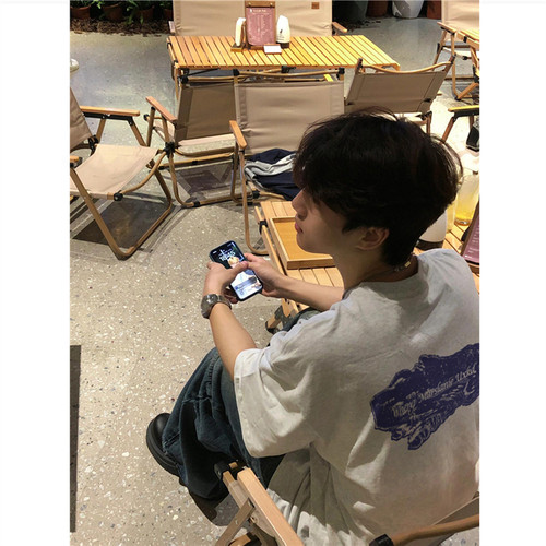 纯棉美式复古hiphop短袖t恤男生