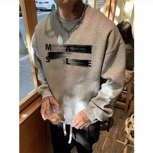 设计感宽松长袖 新款 上衣 潮牌字母卫衣男2025秋季 重磅纯棉高街美式