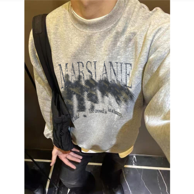 纯棉美式复古人物涂鸦圆领卫衣男