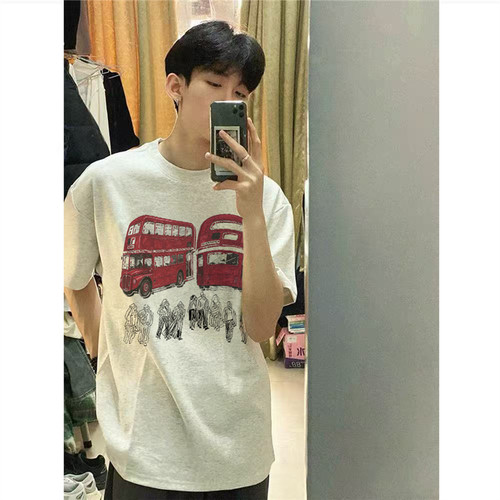 高街美式hiphop正肩短袖t恤男