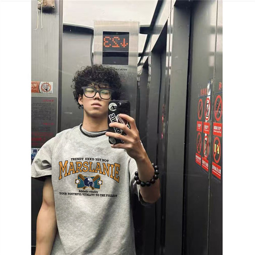 美式复古oversize正肩短袖t恤男