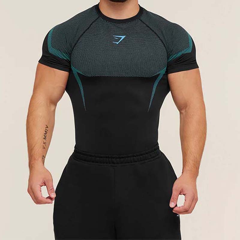thumbnail for GYMSHARK American Shark Outdoor Sports Fitness Wear Running Training T-Shirt Men's Breathable Short Sleeve Top