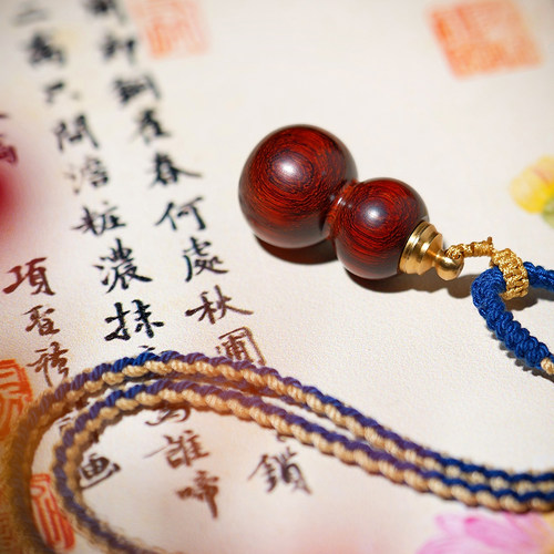 小叶紫檀葫芦脖挂挂件