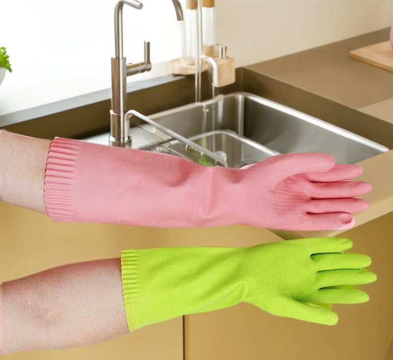 韩国进口komax橡胶手套薄款乳胶皮手套加长家务洗碗防水防滑耐磨